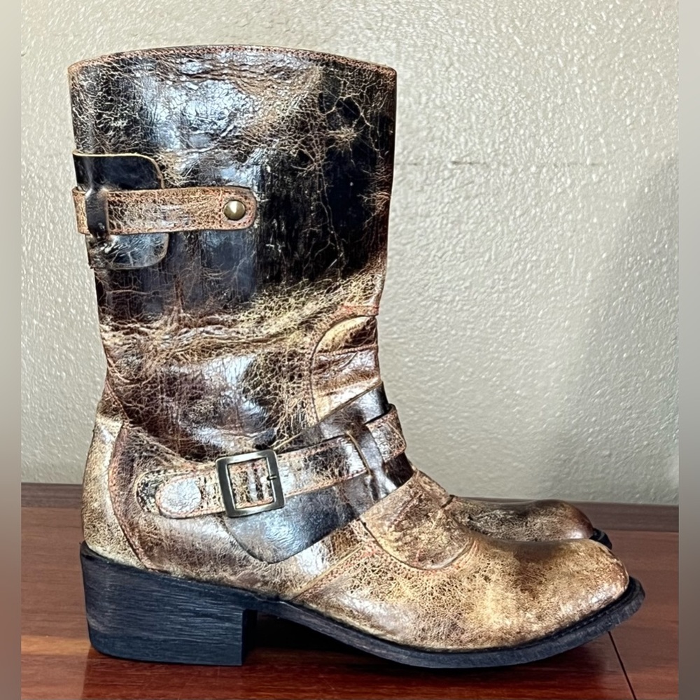 Five Worlds by Cordani Sonia Western Boots Distressed Leather Steampunk Boho - Picture 5 of 10